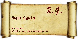 Rapp Gyula névjegykártya